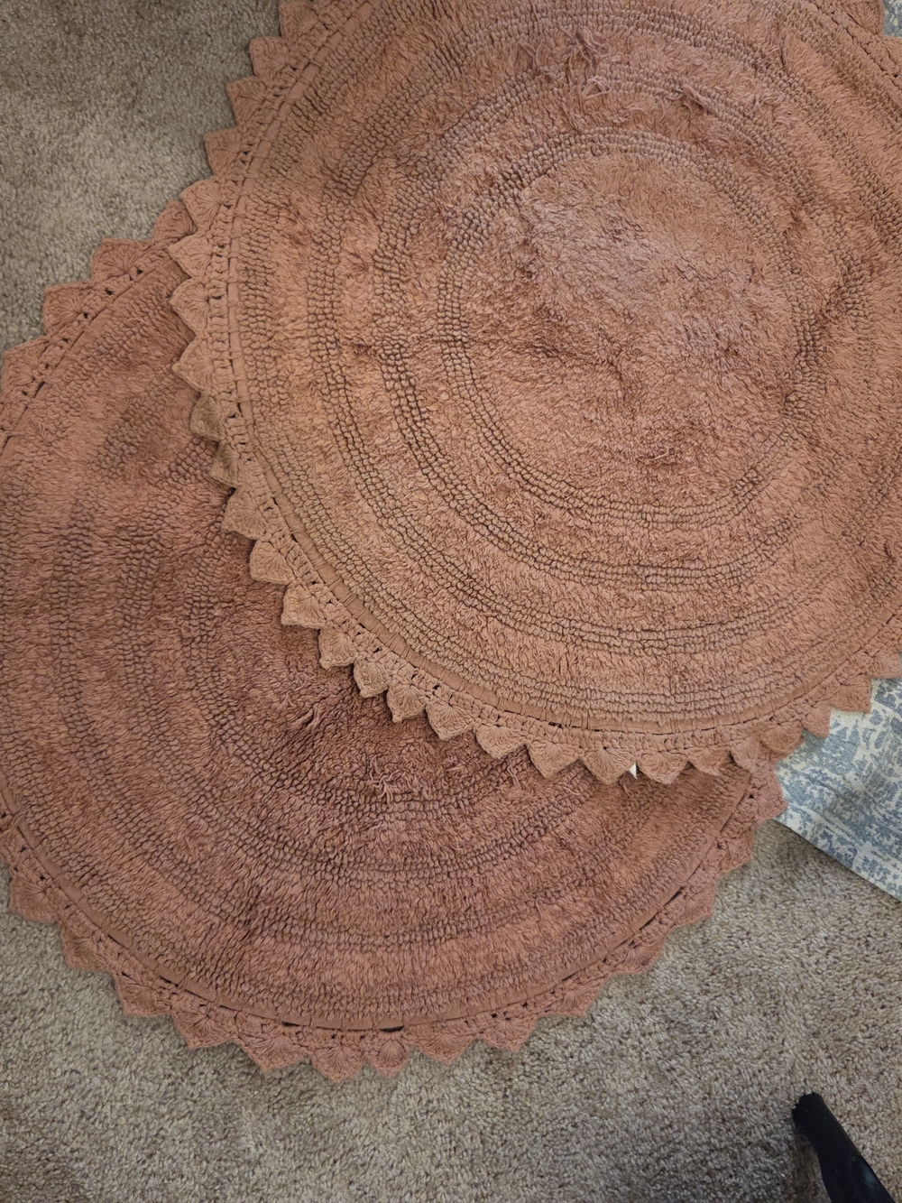 Cost Plus World Market Round Terracotta Rugs 28" Pair Cotton - Picture 2 of 6